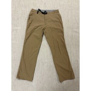 Montbell Men's Stretch O.D. Pants Sz Medium Short Nylon Khaki Hiking Travel EUC